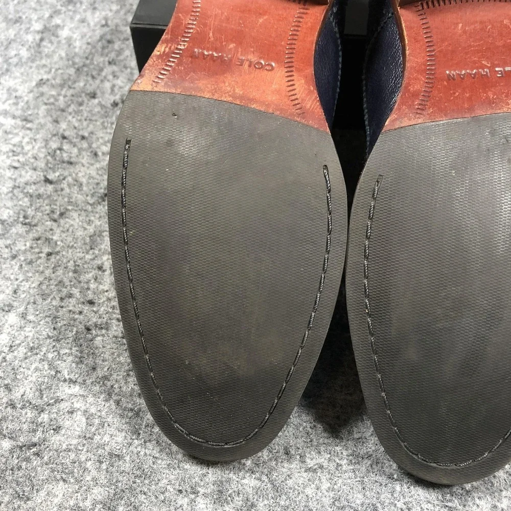 Cole Haan Williams Medallion Toe Shoes Mens Size 8.5 Blue Leather Wingtip